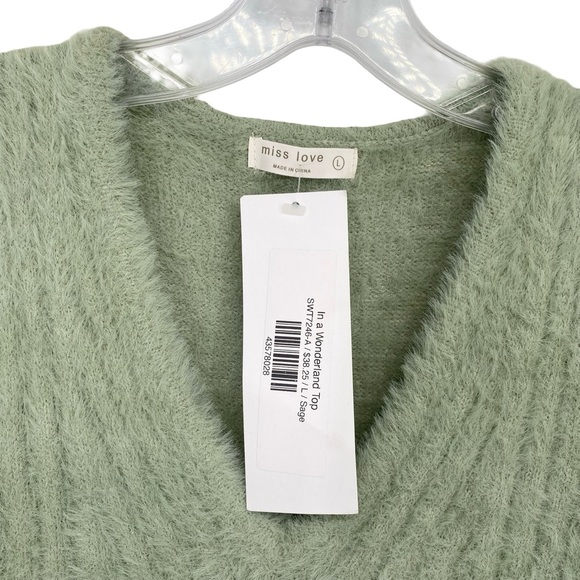 Miss Love In A Wonderland Fuzzy Soft Sweater Vest in Sage New Size Large - Picture 3 of 6